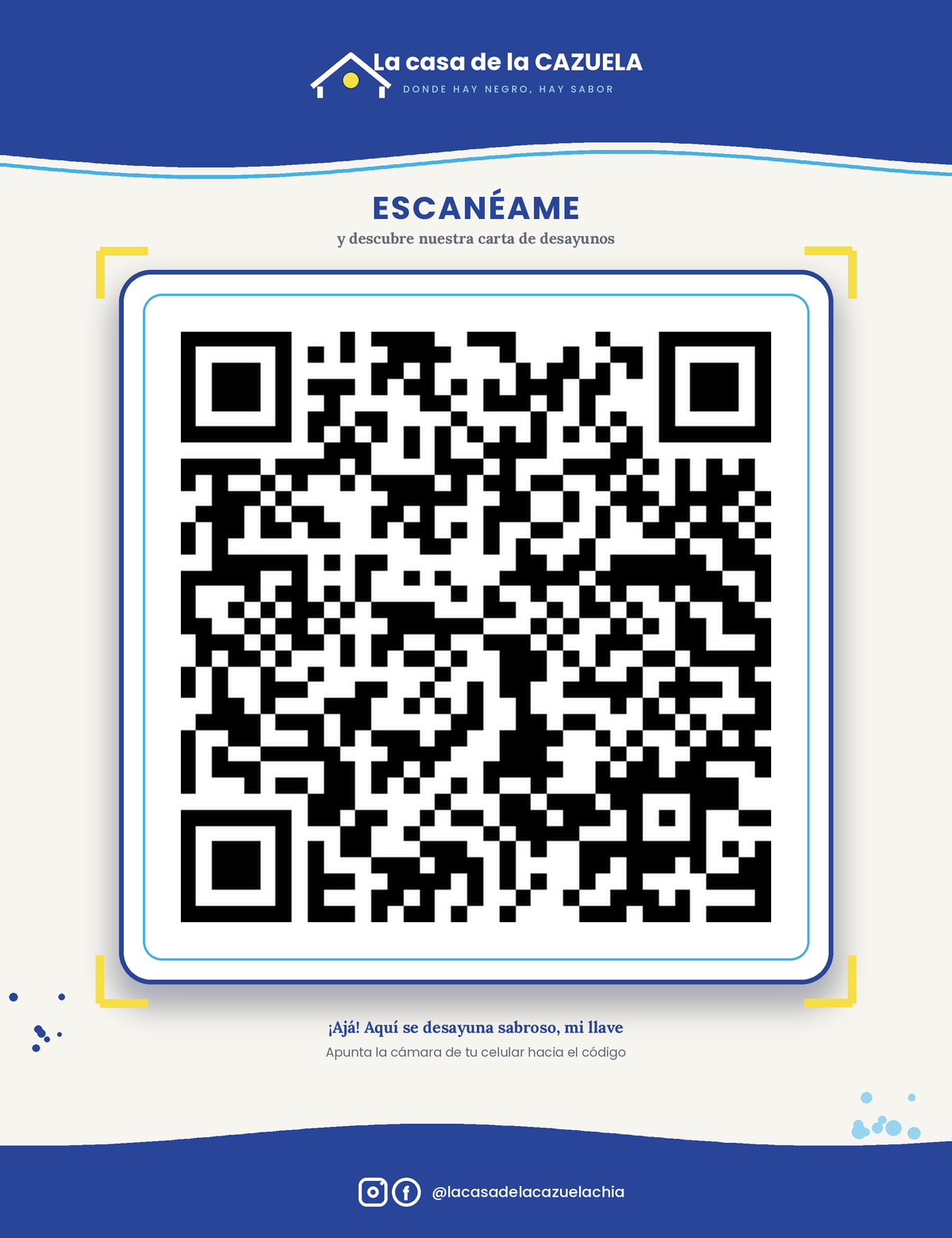 Código QR de la carta de desayunos de La Casa de la Cazuela